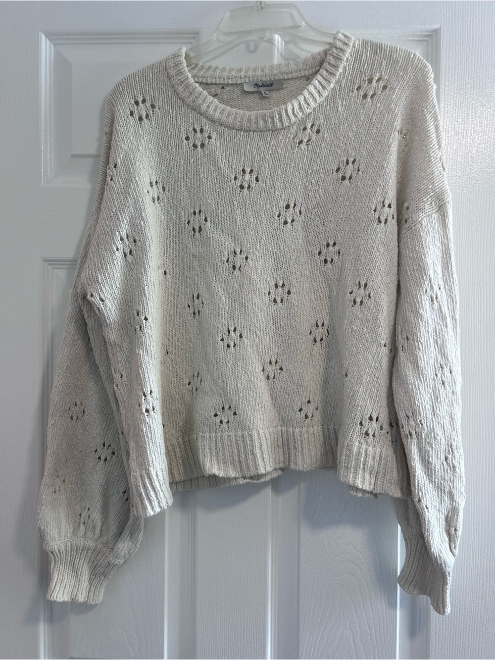 Madewell Cream Open-Stitch Crewneck Sweater
